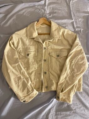 Uniqlo Cream Corduroy Button-Up Jacket